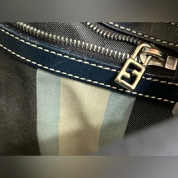 Fendi Navy Blue Fold-Over Baguette Bag - Picture 7 of 15